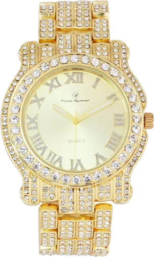 Vista 15 de Charles Raymond Bling-ed Out Ultimate Hip Hop Royalty Reloj para hombre con número romano de fácil lectura o indicadores de tiempo de diamantes