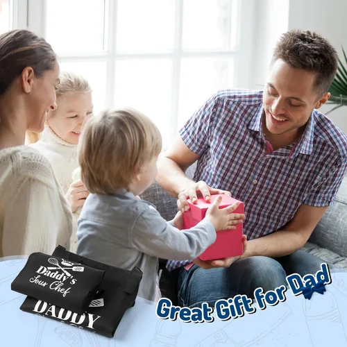 Vista 6 de R HORSE Juego de 2 delantales a juego para adultos y niños Papá y yo, delantal de cocina ajustable con 2 bolsillos para padres e hijos, regalo a