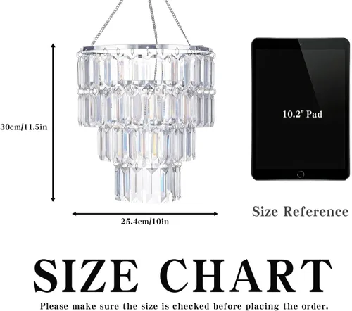 Vista 2 de Lámpara de Araña Moderna con Pantalla y Cable de Luz con Enchufe - Accesorio de Iluminación de Lámpara de Araña Cromada - Pantalla de Techo Colgante
