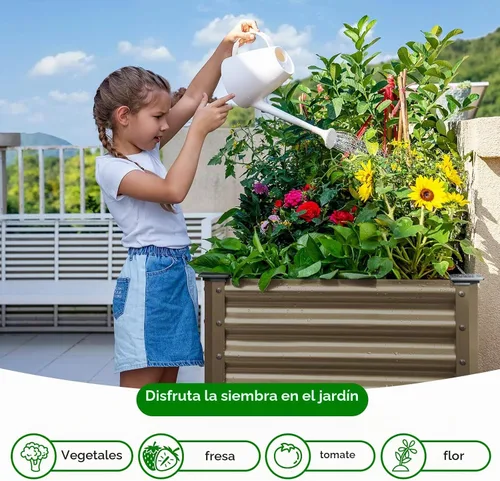 Vista 2 de Land Guard Cama de jardín elevada de metal ovalada galvanizada con patas para verduras (beige)