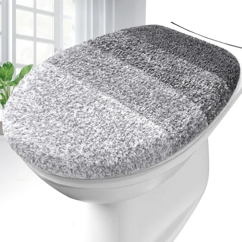 Vista 22 de OLANLY Funda de asiento de inodoro de microfibra suave para baño, cubiertas de asiento lavables a máquina, 17.5x15 pulgadas, con respaldo de goma