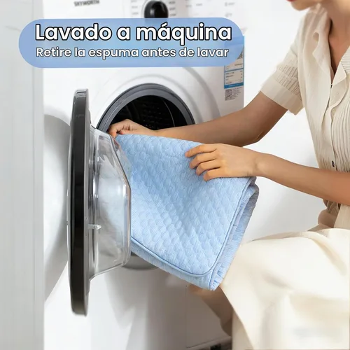 Vista 7 de Cama refrescante para perros grandes, cama ortopédica de espuma viscoelástica para mascotas con funda extraíble lavable, ideal para perros Azul