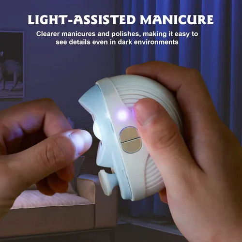 Vista 3 de Cortaúñas eléctrico, cortaúñas inteligente para personas mayores, 3 velocidades de potencia fuerte, recortador automático de uñas con pulidor, luz