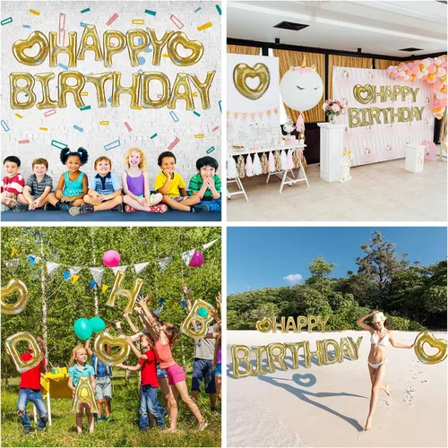 Vista 6 de Flotador inflable para piscina de cumpleaños, 15 unidades, con letras de corazón, para fiesta de piscina, globo grande de 20 pulgadas, decoración