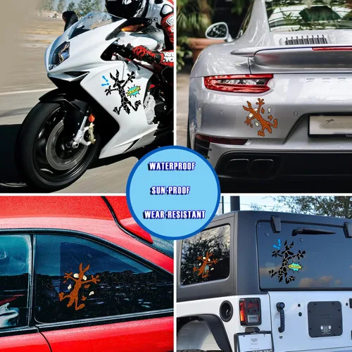 Vista 4 de 2 piezas de 10" x 6.1" calcomanías reflectantes para auto con dibujos de coyotes divertidos, calcomanías para parachoques para Jeep, camiones