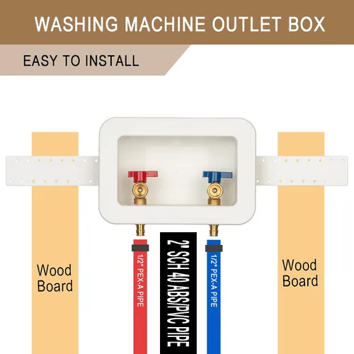 Vista 6 de [1 unidad] Lingmfg Caja de salida para lavadora PEX-A expansión con drenaje central de 2 pulgadas, expansión PEX-A de 1/2 pulgada, conecta mangueras