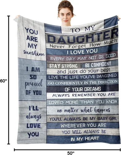 Vista 8 de Yamco Manta de Regalos para Hija - Regalo para Hijas de Mamá y Papá - Regalos para Hija de Madres Mantas de 60" x 50" - Regalos de Cumpleaños
