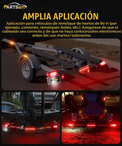 Vista 5 de Partsam Kit de luces LED sumergibles traseras para remolque, luces rectangulares para remolque, barra de identificación + 8 marcadores, lámparas