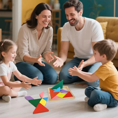 Vista 4 de 3 Otters Tangram Puzzle, de madera, 4PCS