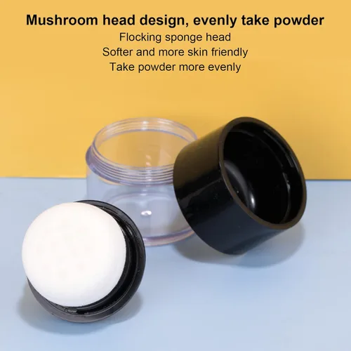 Vista 3 de Caja de polvo vacía, 0.35 oz/0.34 onzas, color negro, mini caja de polvo suelta recargable con soplo de polvo y tamizador, cajas de polvo cosmético