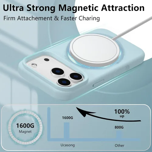 Vista 451 de Funda magnética de silicona para iPhone 13 Pro, color blanco antiguo [Compatible con Magsafe] [Forro de microfibra suave antiarañazos], funda
