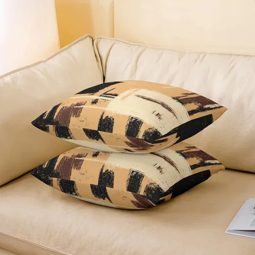 Vista 203 de Juego de 2 fundas de almohada abstractas de 16 x 16 pulgadas para niños, niñas, adolescentes, decoración de dormitorio, moderna a rayas, decoración