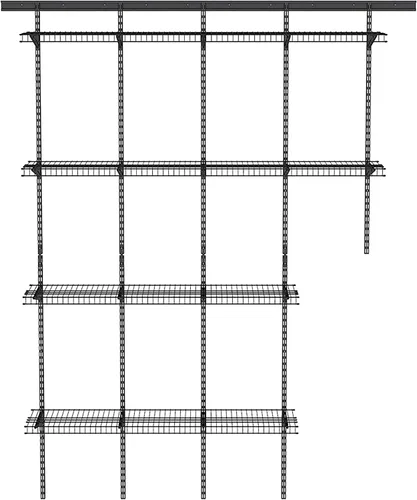 Vista 10 de ClosetMaid Kit de estante de pared resistente para garaje, 2 estantes, estantería de alambre ajustable, acabado negro