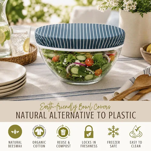 Vista 5 de Nectar & Nest Fundas reutilizables para cuencos a prueba de pan (12 pulgadas, paquete de 2 unidades), fundas reutilizables para cuencos de cera