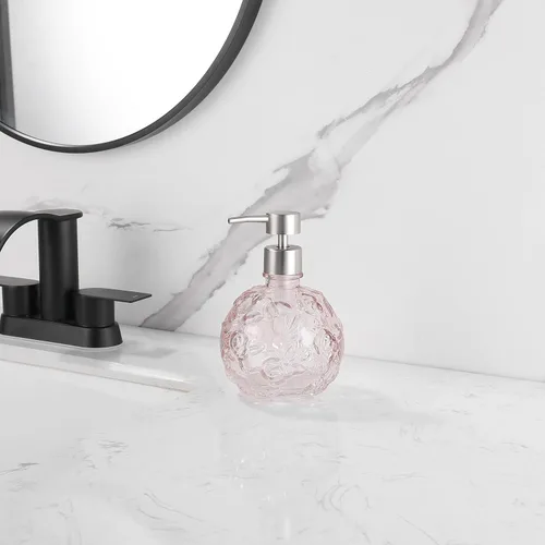 Vista 5 de Dispensador de Jabón de Vidrio Transparente con Bomba, Dispensador de Jabón Recargable para Baño, Cocina y Encimera, Diseño Elegante y Duradero