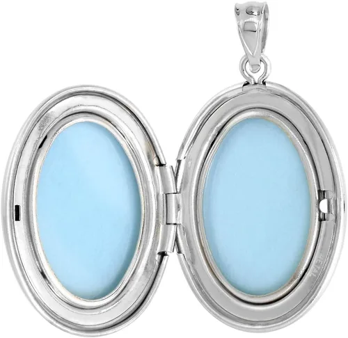 Vista 2 de Plata de Ley Collar con camafeo Oval Scroll etcing con 2corazones 1132inch