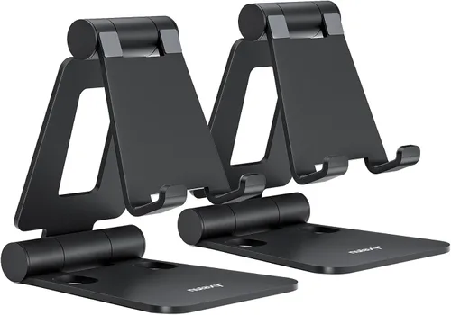 Vista 7 de Nulaxy 2 Pack Soporte Plegable Dual para Teléfono Celular, Soporte de Escritorio Completamente Ajustable Compatible con iPhone 17 16 15 14 13 12 11