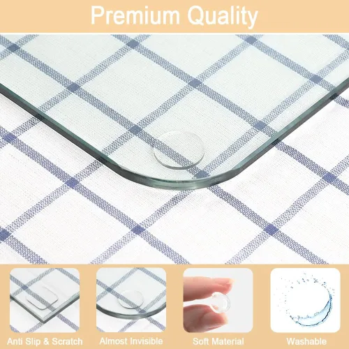 Vista 3 de Protector de mesa de vidrio suave transparente premium, antideslizante y arañazos para mesa de vidrio