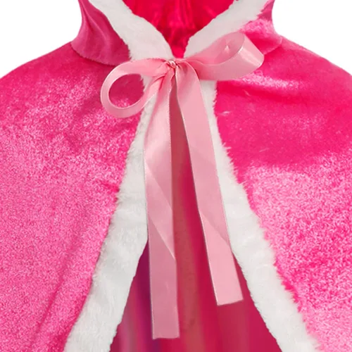 Vista 5 de OPBIN - Disfraz de princesa de piel con capucha para niñas Navidad Halloween cumpleaños juego de rol cosplay