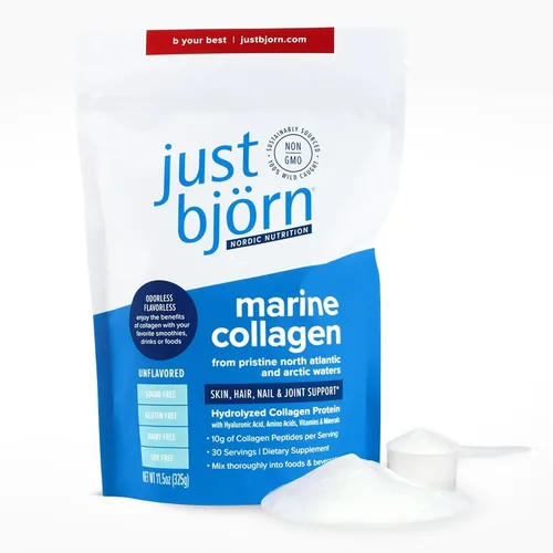 Vista 10 de Just Bjorn - Juego de muestras de péptidos de colágeno marinos en polvo, colágeno en polvo para mujeres y hombres, soporte para piel, cabello, uñas