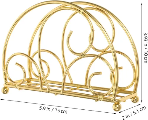 Vista 2 de Abaodam Metal Napkin Holder for Tabletop with Weighted Arm, Freestanding Iron Napkin Dispenser for Home and Outdoor Events, Gold Nordic Style Paper