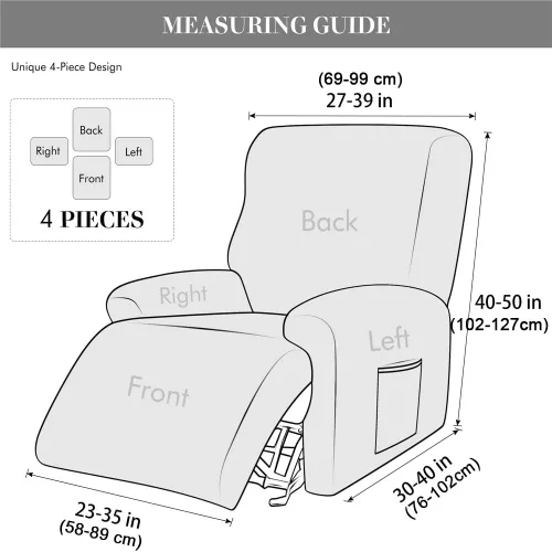 Vista 6 de LazyBoy - Funda de sofá reclinable jacquard, fundas elásticas antideslizantes para sillas reclinables, 4 piezas, protector de muebles para sillón