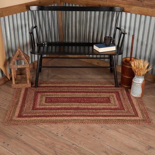 Vista 10 de VHC Brands Cider Mill - Alfombra de yute primitivo a rayas rojas de medio círculo, decoración de 16.5 x 33 pulgadas
