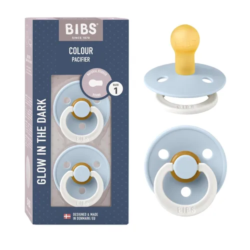Vista 65 de BIBS - Paquete de 2 chupetes para bebés, goma natural libre de bisfenol A, hechos en Dinamarca, colección Colour, para bebés de 18+ meses, azul bebé
