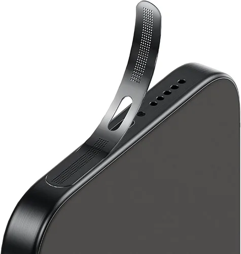 Vista 11 de para iPhone 16 Pro Max Auricular Parlante Malla Anti Polvo Adhesiva Cubierta - 5 PIEZAS / Negro