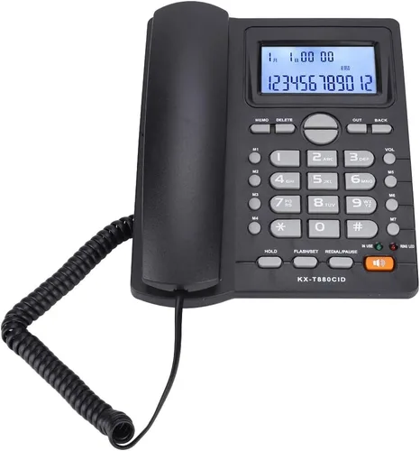 Vista 3 de Teléfono fijo con cable, conjunto de extensión de doble puerto, pantalla de identificación de llamadas de teléfono con cable de escritorio
