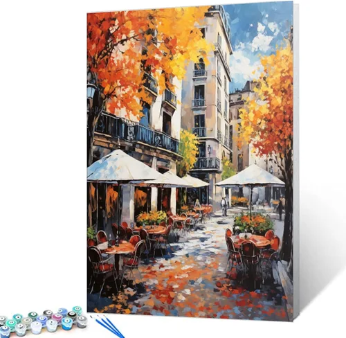 Vista 43 de Tucocoo Bumbers - Pintura de paisaje de puerta para adultos, paisaje de lago, pintura por números, pintura acrílica, lienzo junto al lago, plantas