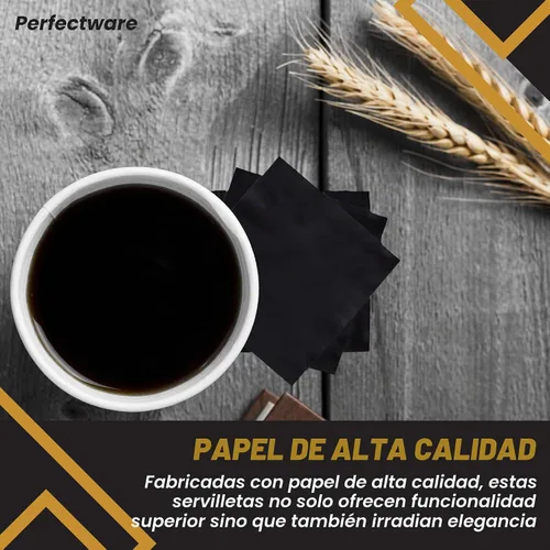 Vista 6 de Perfectware - Servilletas negras para bebidas de 2 capas - Paquete de 300 servilletas de cóctel, 10 x 10 pulgadas