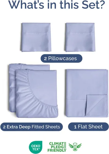 Vista 182 de Extra Deep Twin XL Sheet Set - 3 Piece College Dorm Room - White 01-Blanco