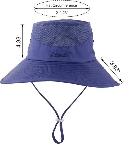 Vista 17 de Sombrero de cola de caballo para mujer, ala ancha, protección UV, malla para playa, pesca, jardinería