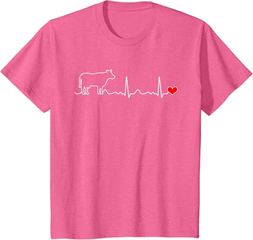 Vista 57 de Camiseta de paciente con corazón I Love My Cow Valve EKG Heartbeat Heart Pacient, Negro, S