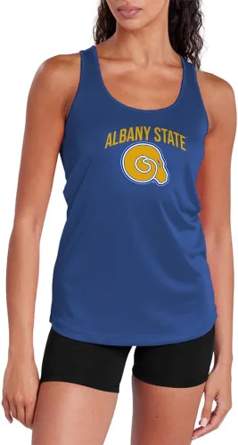Vista 171 de Camiseta deportiva sin mangas oficial de NCAA Collegiate para mujer, con espalda cruzada, colección con logotipo primario