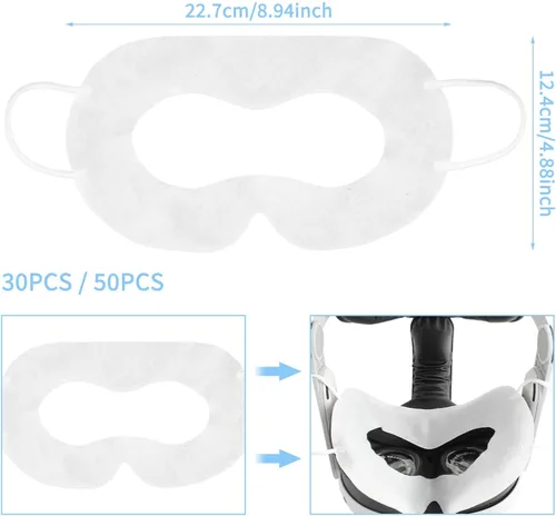 Vista 4 de VR Face Cover, Oculus Sweat Guard Compatible with Vision Pro Meta Quest 3, Disposable Eye Mask Cover Face Pads VR Oculus Accessories (30)