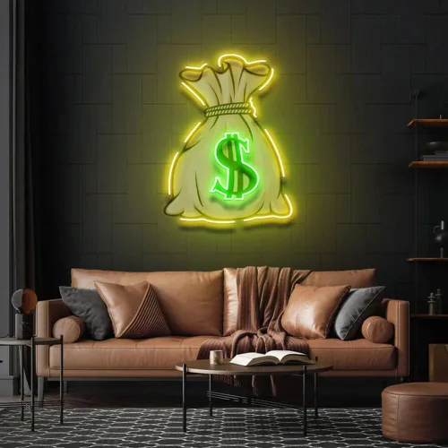 Vista 15 de Letreros de neón de montaña para decoración de pared de 16 pulgadas, letrero de neón LED de dinero, cueva, hogar, fiesta, letreros iluminados por