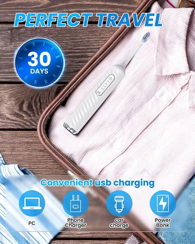 Vista 7 de Cepillo de dientes eléctrico con hilo dental de agua, kit de limpieza de dientes 3 en 1 con 7 modos, combo de cepillo de dientes eléctrico e hilo