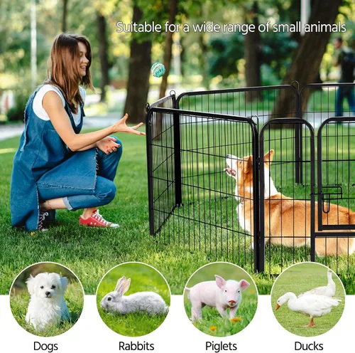 Vista 4 de Yaheetech Valla decorativa de jardín – 24 pulgadas x 5.3 pies a prueba de herrumbre plegable para patio, cama de flores, borde de barrera para Negro