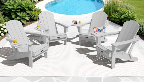 Vista 88 de SERWALL Silla Adirondack plegable para exteriores, silla de patio con portavasos - Ejército