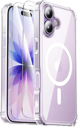 Vista 35 de Funda para iPhone Air [compatible con MagSafe] [2 protectores de pantalla] [prueba de caídas de grado militar] Funda magnética resistente