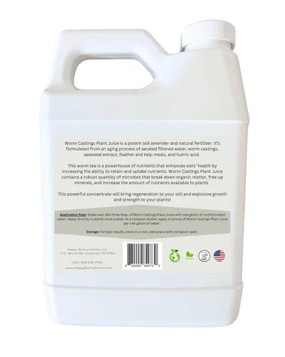 Vista 2 de Jugo de plantas de té de fundición de gusanos - Cuarto de galón. Té concentrado de gusano con algas, extracto de algas marinas y ácido húmico.