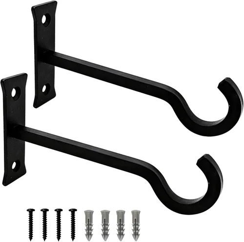 Vista 8 de QIEGL Soporte colgante para plantas de 6 pulgadas, gancho de metal para plantas, gancho de pastor decorativo para colgar linternas, comedero
