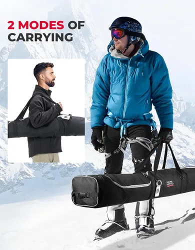 Vista 6 de KEMIMOTO Ski Bag, 360° Fully Padded Ski Bag, Fit Skis Up to 78.74 inches (200cm), Water-resistant and Durable Perfect for Road Trips and Air Travel