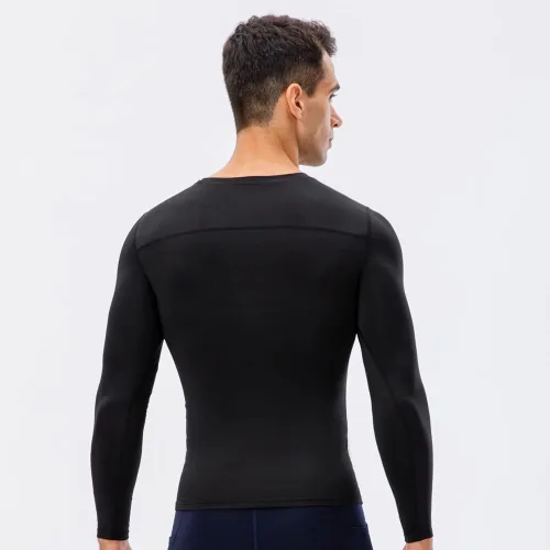 Vista 4 de EARGFM Camisetas deportivas de compresión de manga larga para hombre, para correr, entrenamiento, capa base elástica, camisetas deportivas frescas