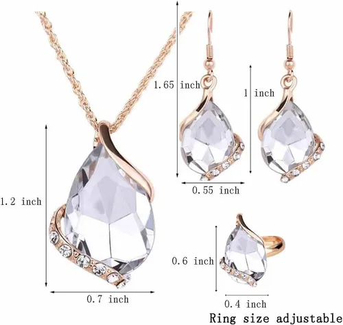 Vista 6 de Ezing Colgante de cristal para mujer, collar de cadena chapada en oro, conjunto de joyas