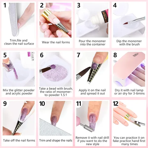 Vista 7 de Mano de práctica de uñas para uñas acrílicas, kits de entrenamiento de práctica de mano de uñas flexibles, mano de uñas postizas de goma