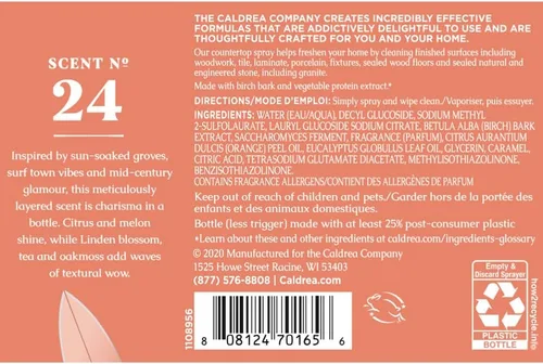Vista 2 de Caldrea Limpiador en Spray para Encimeras Multisuperficie, Hecho con Extracto de Proteína Vegetal, Aroma Tangelo Palm Frond, 16 Oz