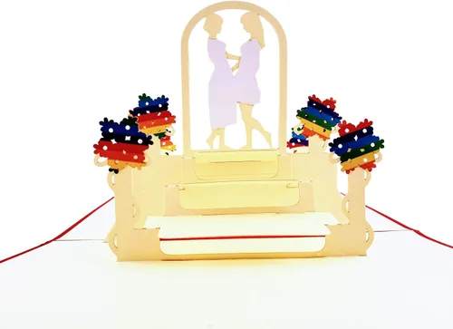 Vista 12 de iGifts And Cards Tarjeta emergente de corazón lesbiana 3D – Escultura de amor es amor para el mes del orgullo, salir y día de San Valentín – Regalo